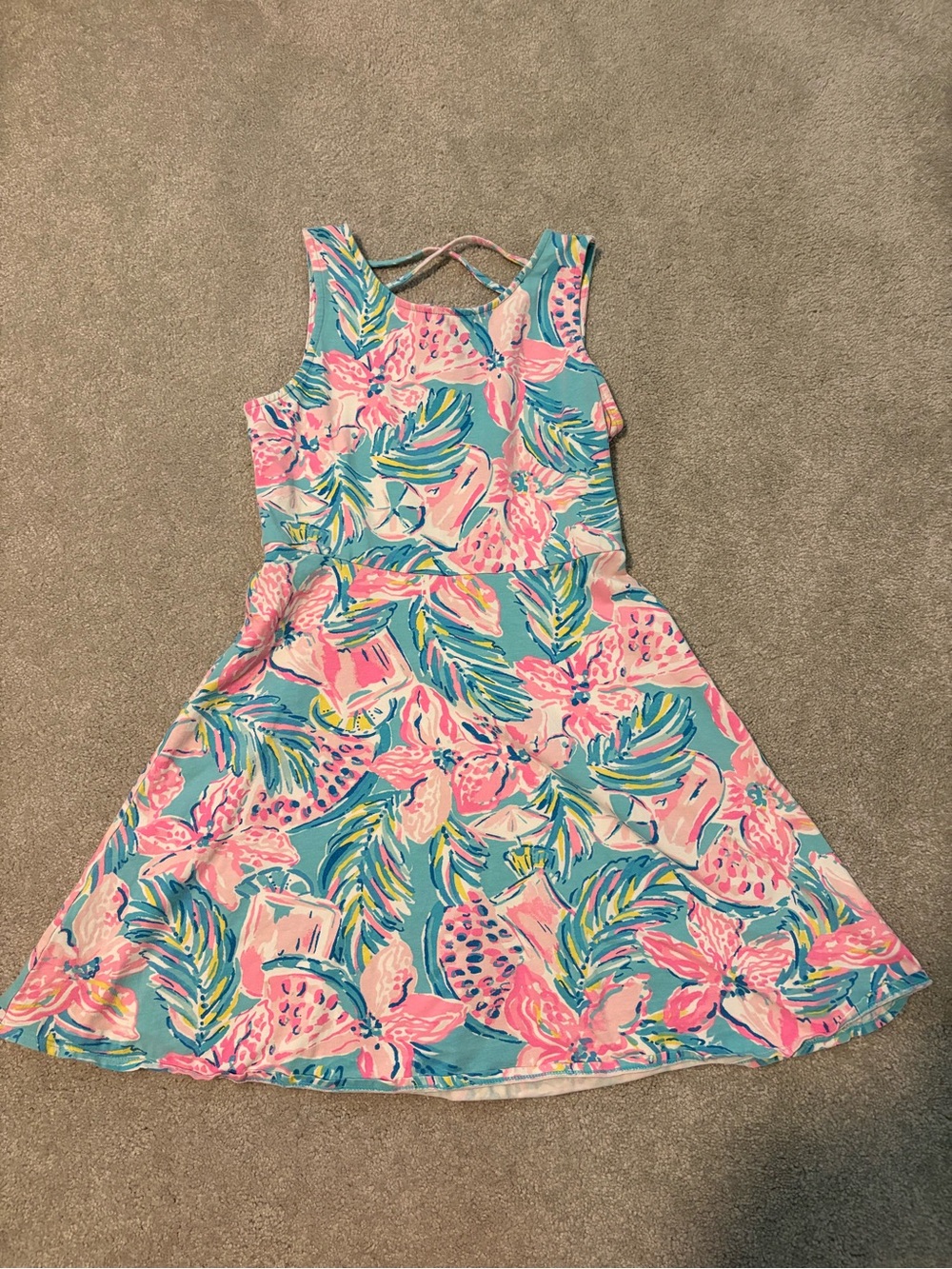 Lilly Pulitzer Pink & Teal Tropical Floral Tank Dress
